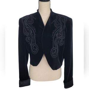 ESCADA Vintageby Margareitha Ley- Bolero Velvet Beaded Jacket  Size 10-12